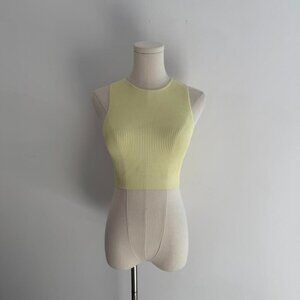 Babaton Sculpt Knit Racer Cropped Tank | Pale Yellow | Women’s Size Small